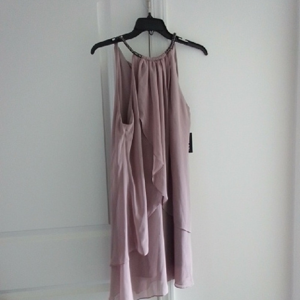 NWT SLNY Cashmere Color short Chiffon Halter Neck Cocktail Gown